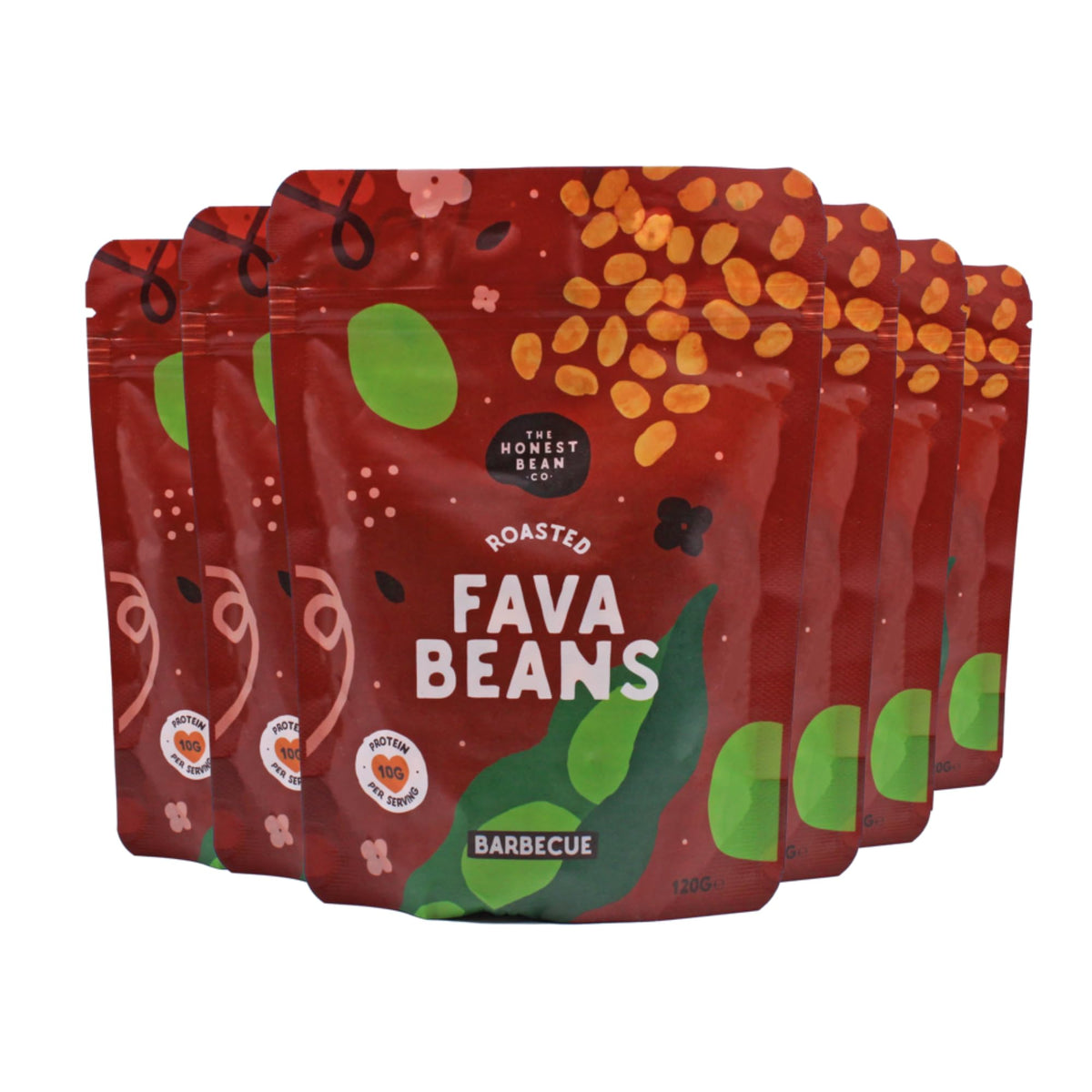 The Honest Bean Co Roasted Fava Bean BBQ Snack - 120g Pack of 6 1
