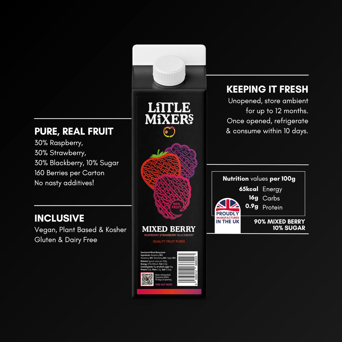 LITTLE MIXERS Mixed Berry Purée - Real Fruit, Easy Pour | 1kg 2