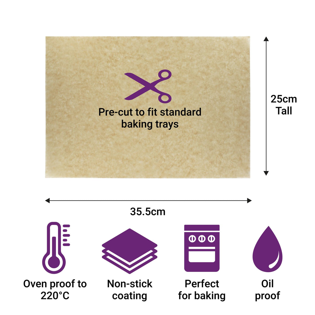 Culpitt Kraft Brown Baking Paper Sheets - 100 Pack | 25cm x 36cm | Greaseproof & Heat Resistant 3