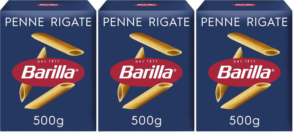 Barilla Penne Rigate Pasta - 500g Pack of 3 | Authentic Italian | Cooks in 11 Minutes