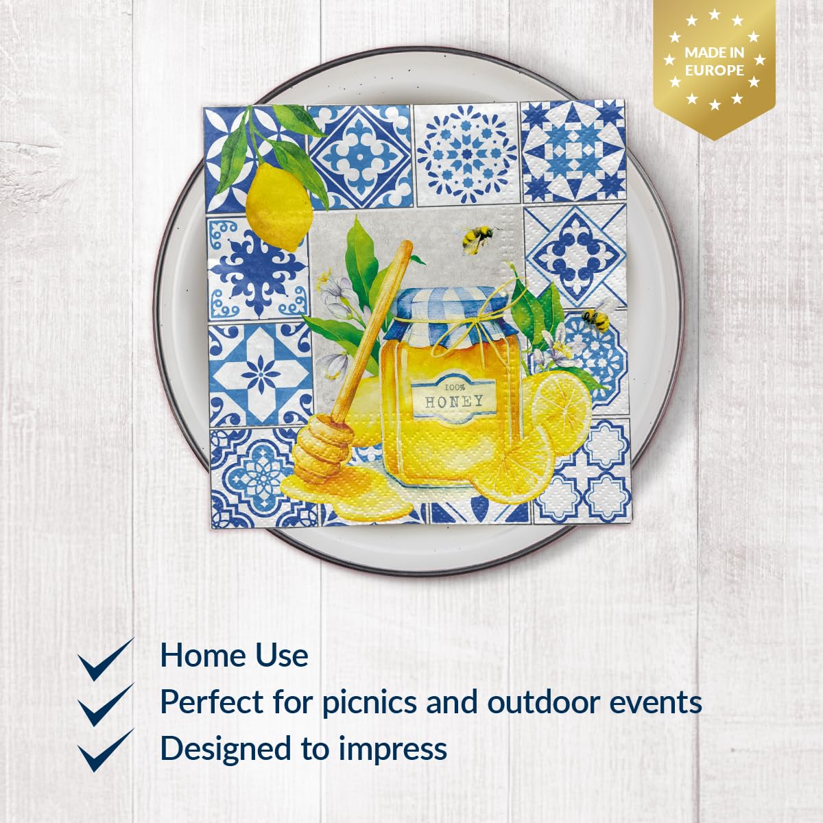 PAW Decor Collection Paper Napkins - Citrus and Honey Design | 33 x 33 cm | 20 Pack 2