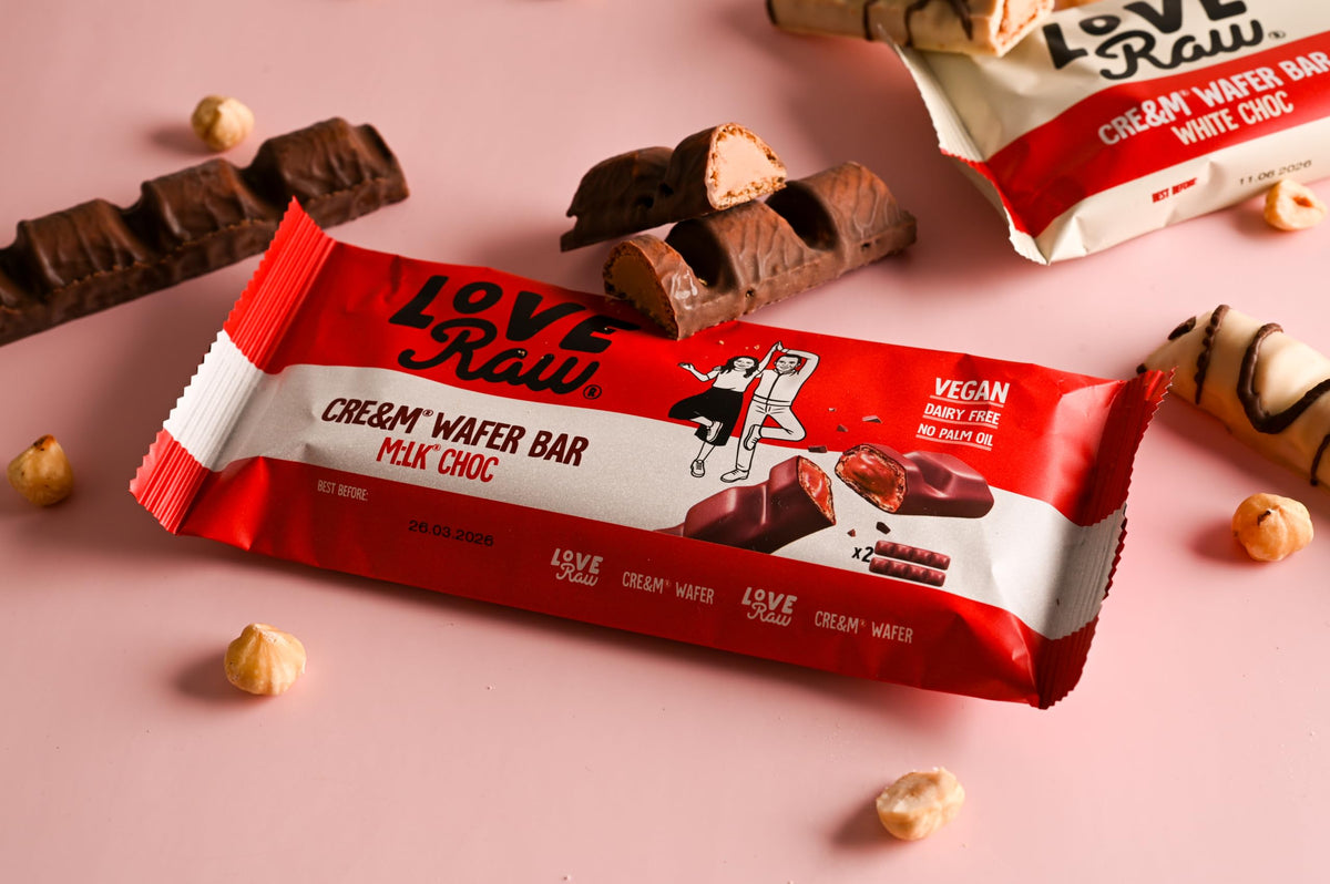 LoveRaw Cre&m Wafer Bars - Vegan Milk Chocolate & Hazelnut Cream | 2 Bars per Pack (12 Packs) 5