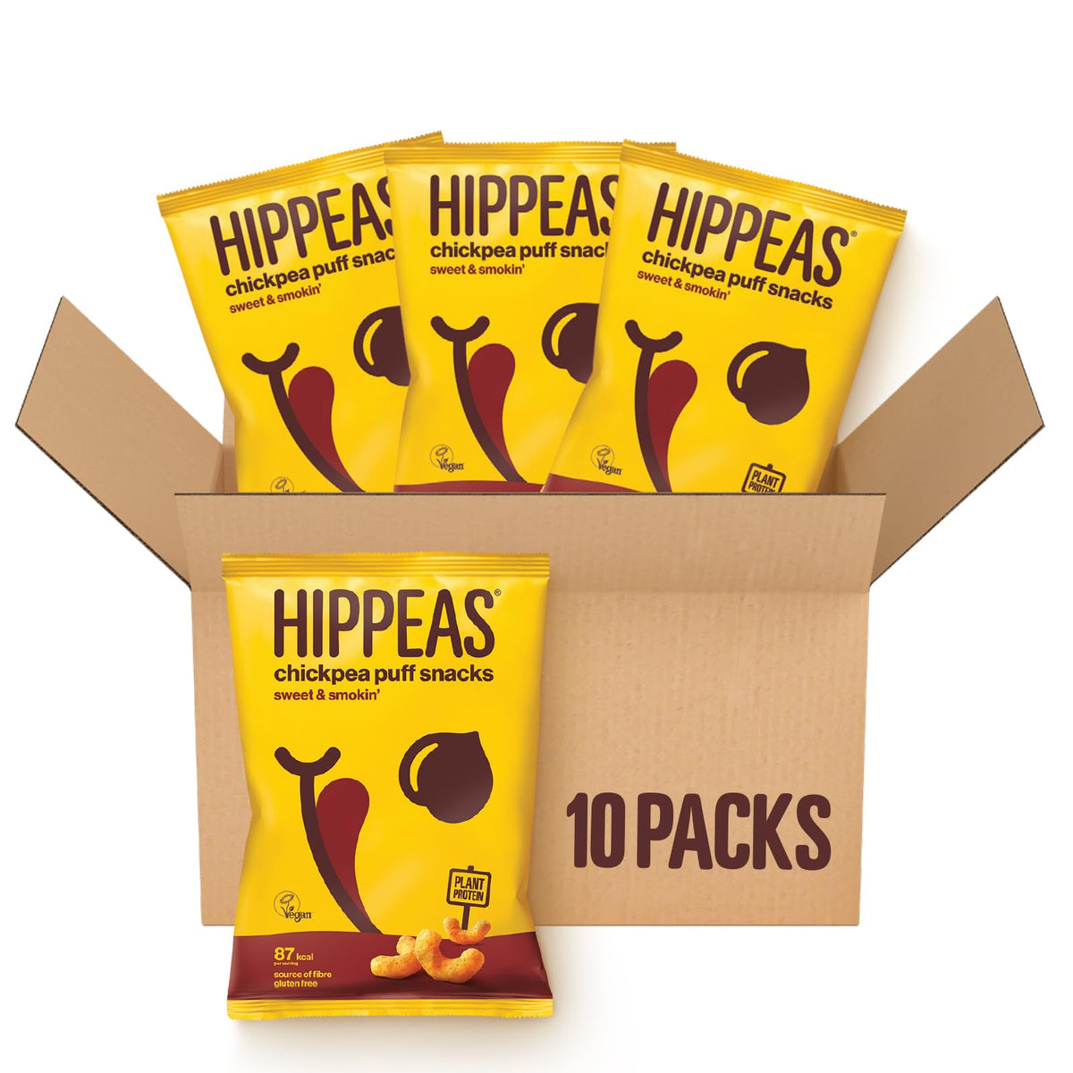Hippeas Smoky Paprika Chickpea Puffs - Vegan, Gluten-Free | 10 x 78g Sharing Bags
