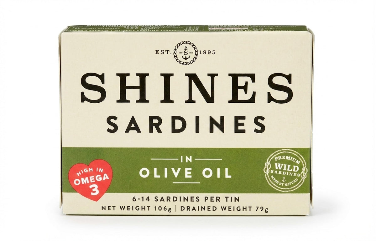 Shines Tinned Sardines in Olive Oil - 106g Can | Ready to Eat | Keto Friendly
