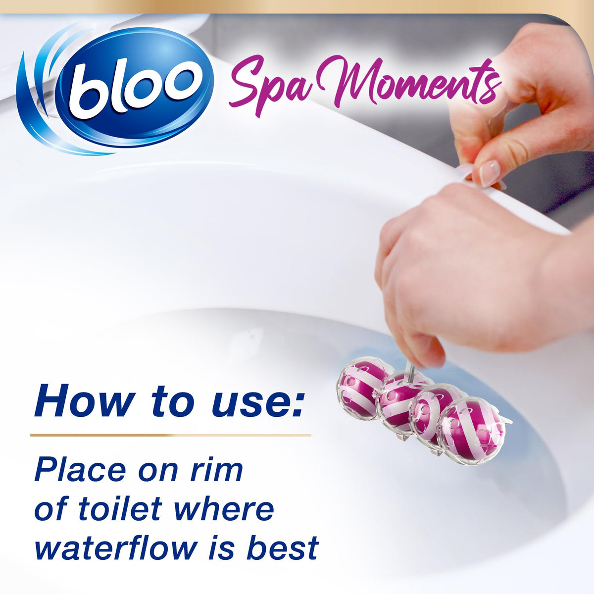 Bloo Spa Moments Harmony Toilet Rim Block - 4 Pack | Long-Lasting Fragrance & Cleaning Foam 6