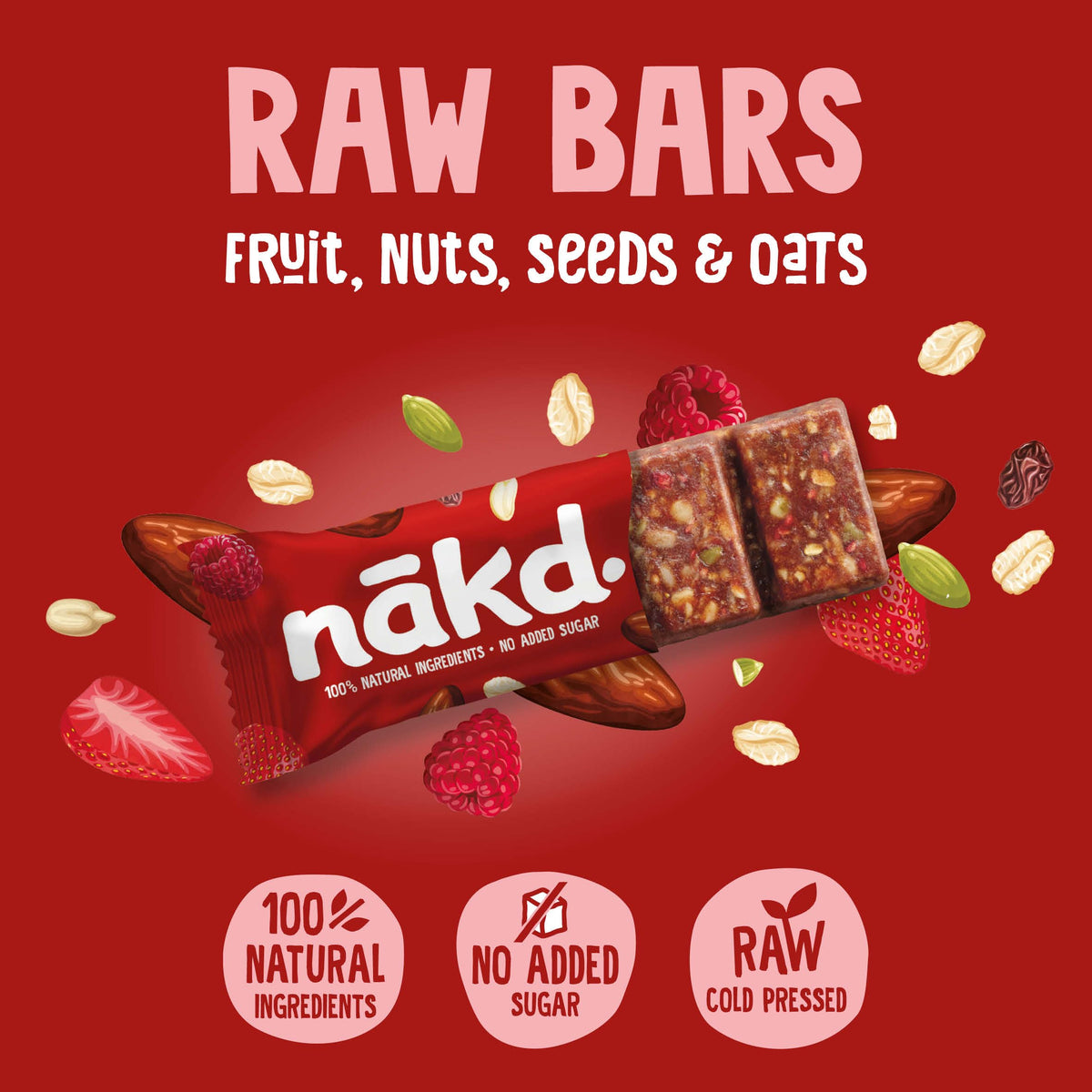 Nakd Fruit & Fibre Strawberry & Raspberry Bars - High in Fibre, Vegan, Gluten-Free - 36 Count 4