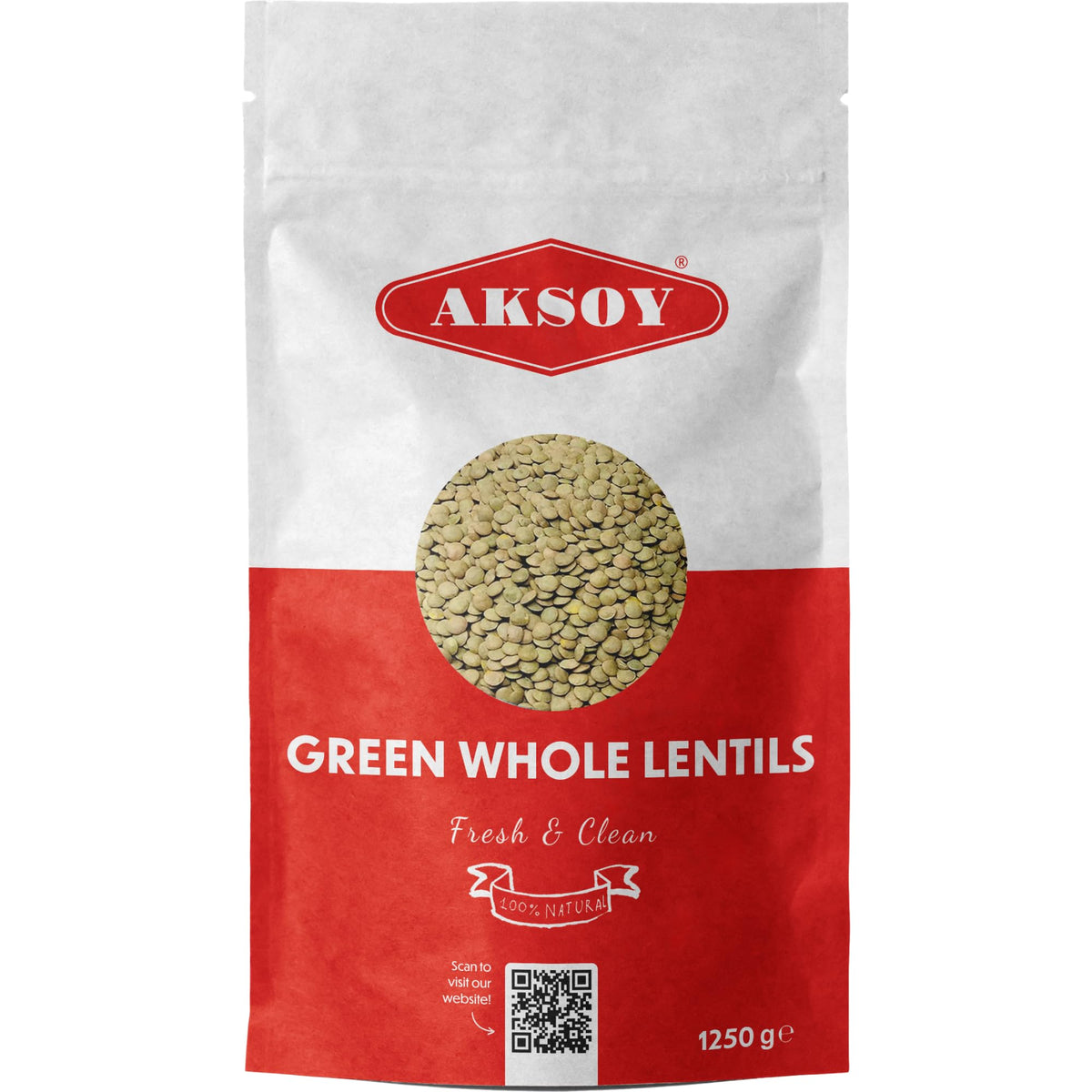 AKSOY Green Whole Lentils - 1.25 kg | Nutty Flavour | Firm Texture | Resealable Pouch 5