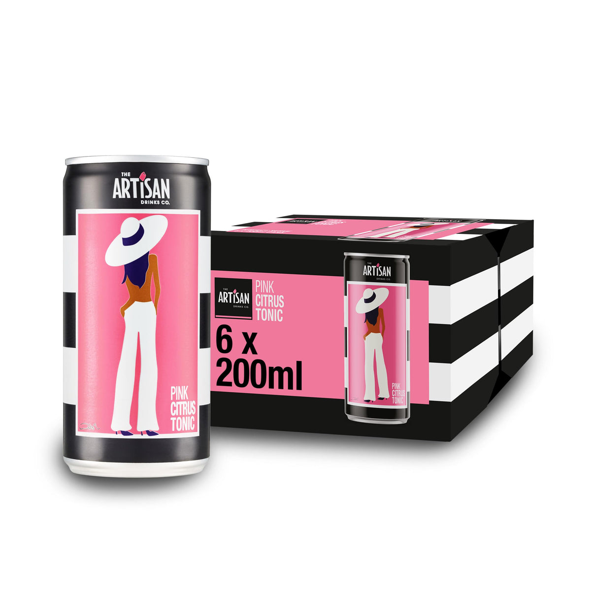 The Artisan Drinks Company Pink Citrus Tonic Water - 200ml Cans (6 Pack)