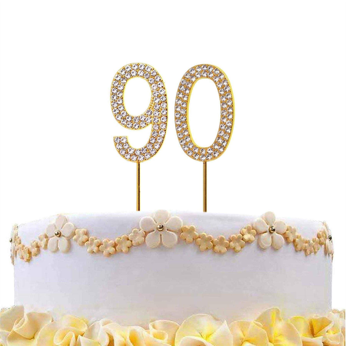 SHATCHI 90 Gold Diamond Cake Topper - Crystal Rhinestones, 10.5cm Height