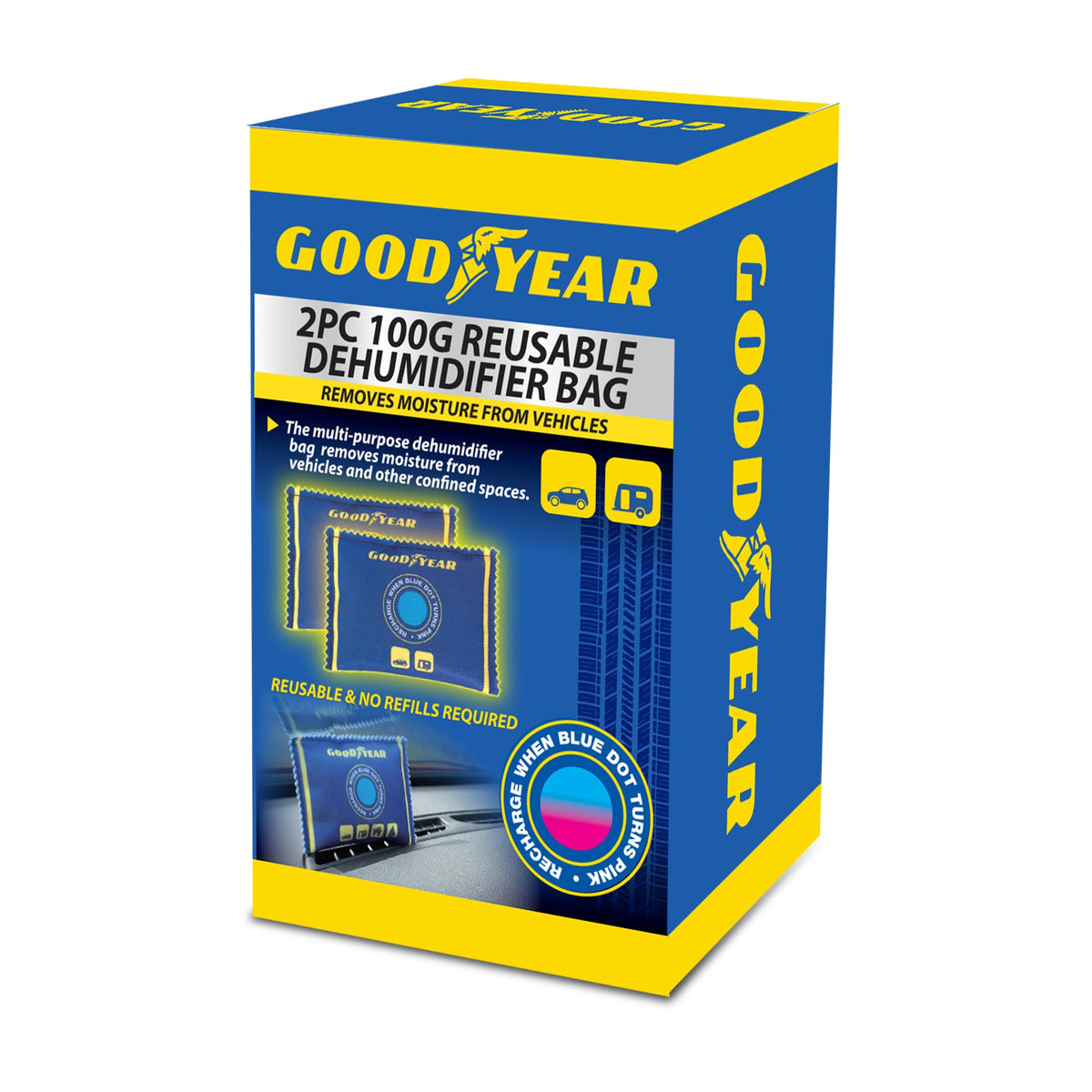 Goodyear 2pc 100g Reusable Moisture Absorber Bags - Eco-Friendly, Portable
