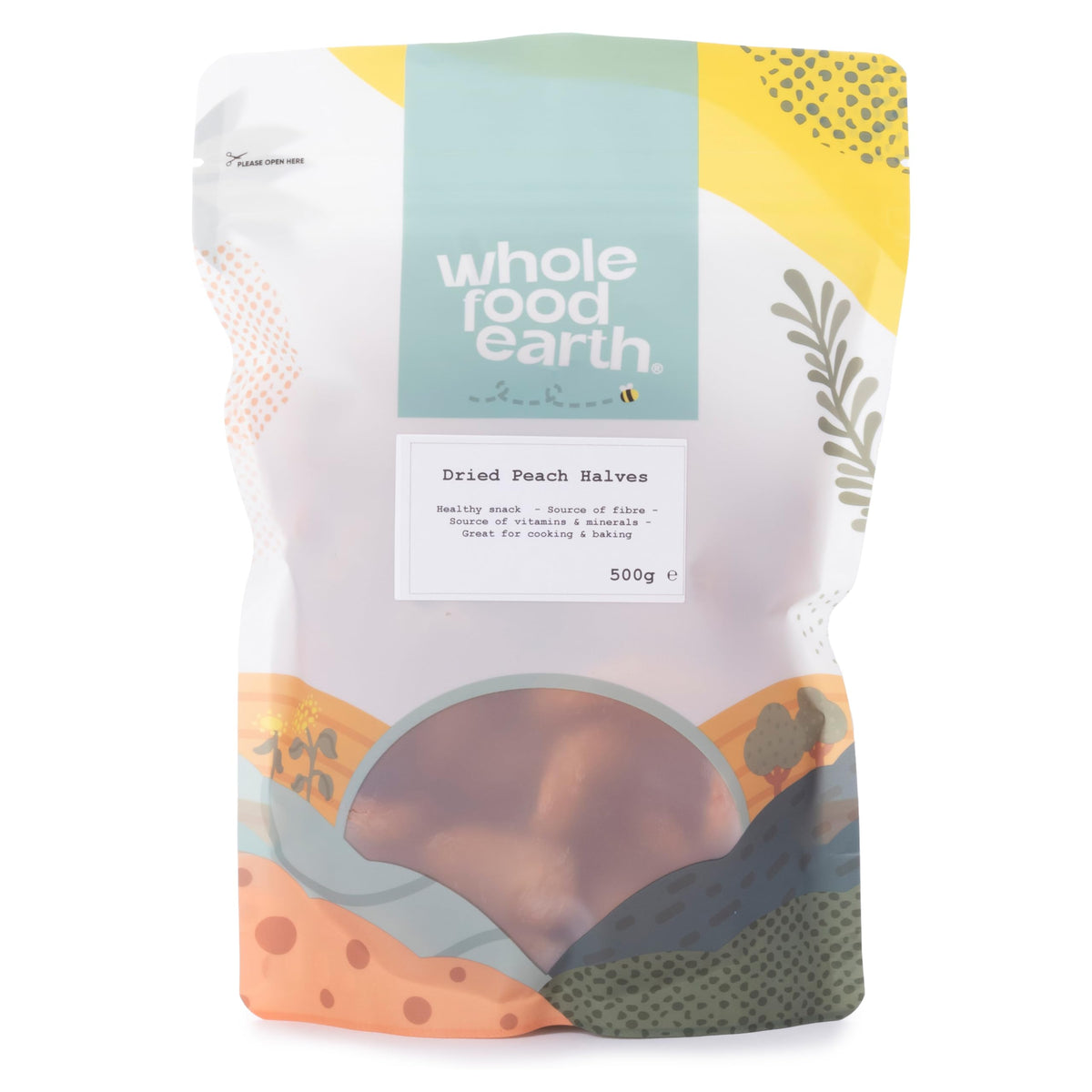 Wholefood Earth Dried Peach Halves - 500g | GMO-Free | Vegan 1
