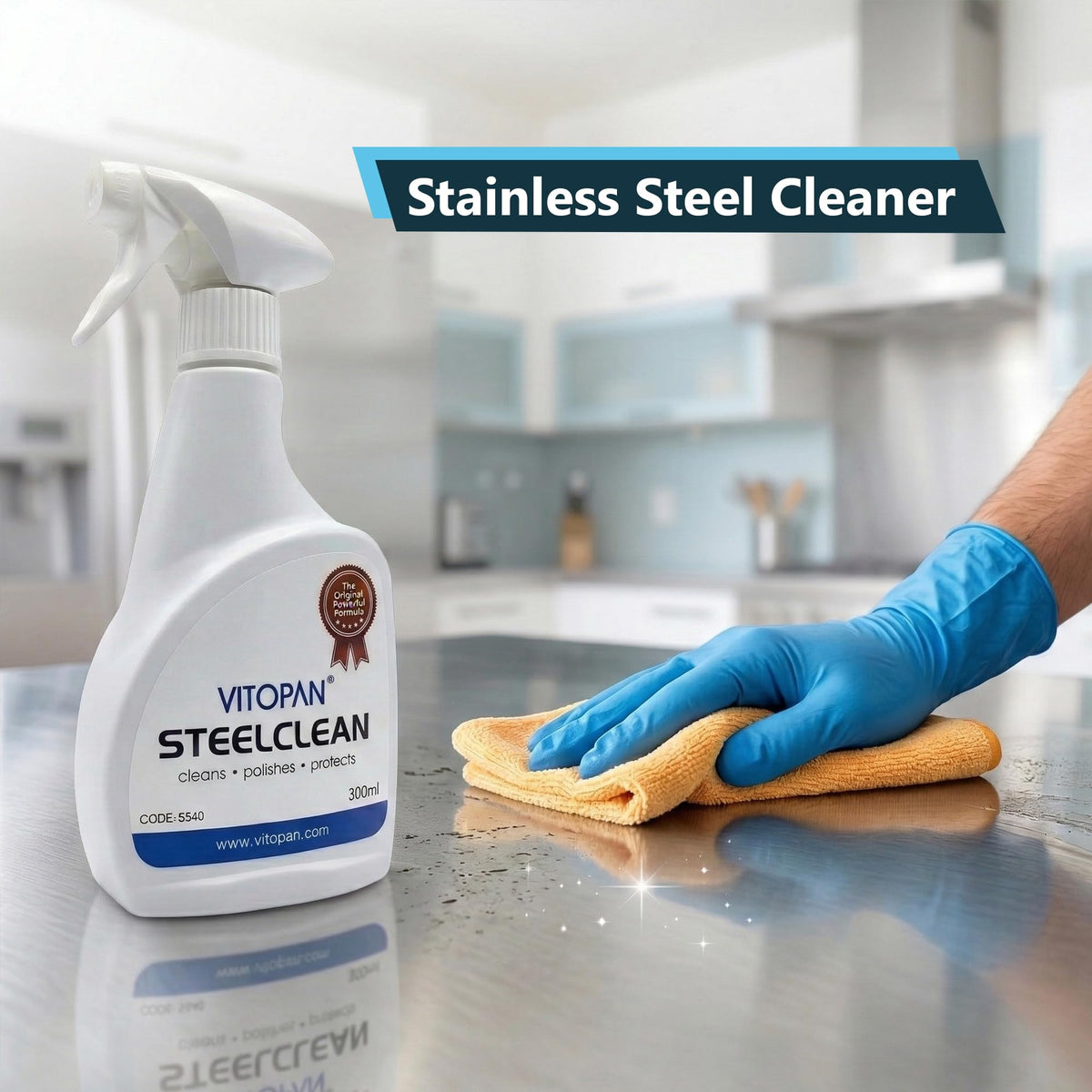 Vitopan Steel Clean Kitchen Spray - Cleans, Polishes & Protects | 300ml 4