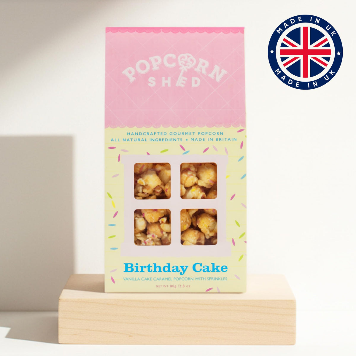Popcorn Shed Birthday Cake Gourmet Popcorn - Vanilla Caramel Flavour | 3 x 80g Packs 3