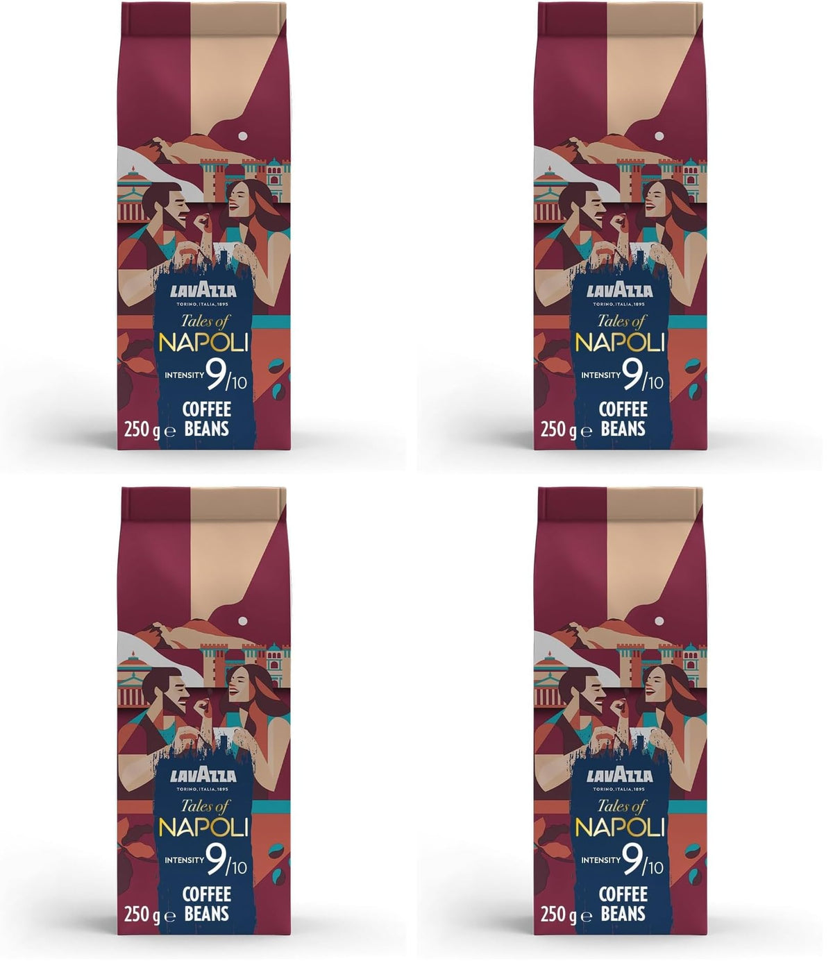 Lavazza Tales of Italy Napoli Whole Coffee Beans - Intensity 9/10, 1kg (Pack of 4 x 250g)
