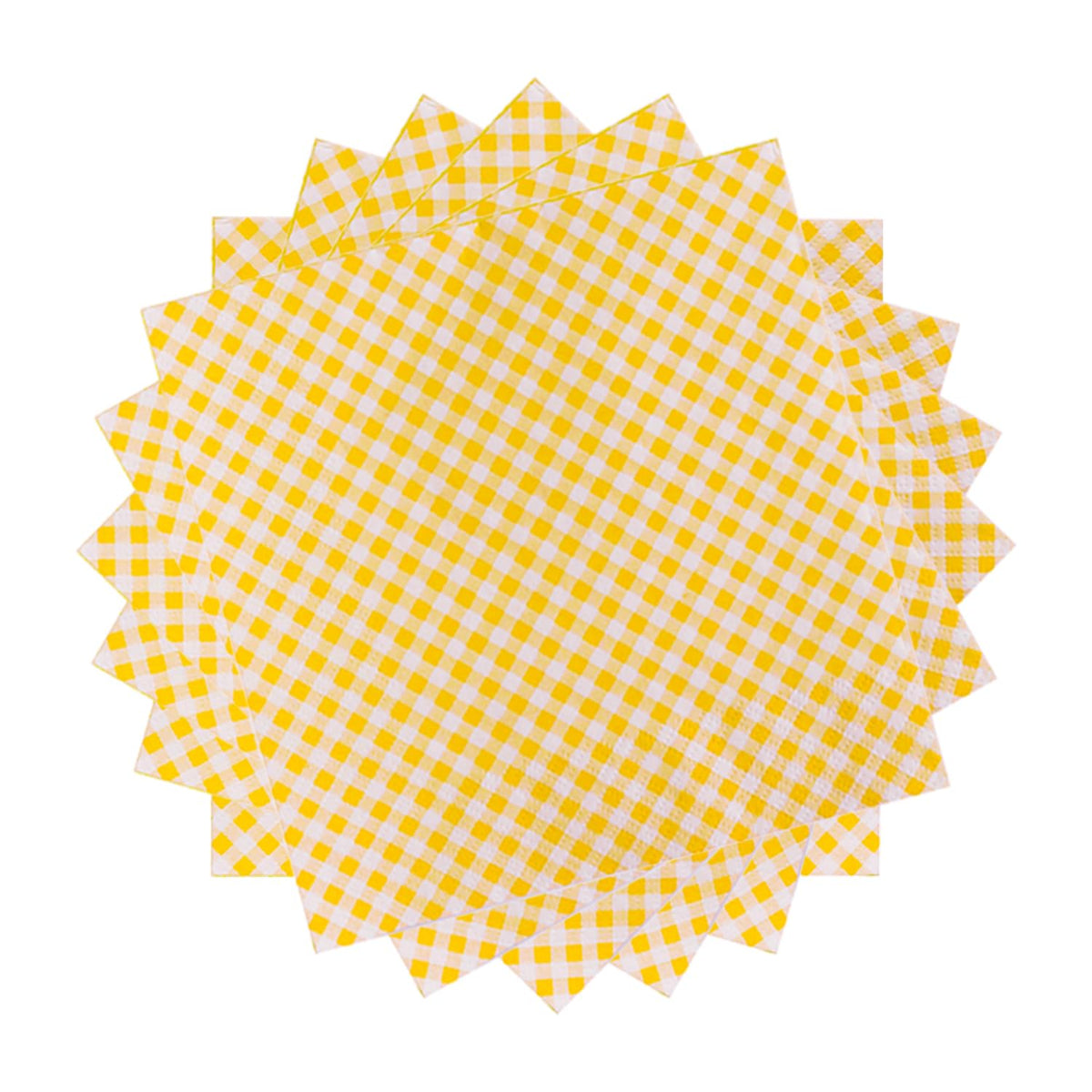 Talking Tables Yellow Gingham Napkins - 16 Count, 33cm x 33cm 3
