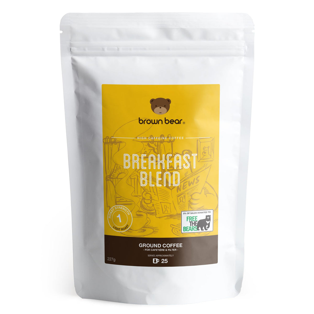 Brown Bear Breakfast Blend - Light Roast Ground Coffee | 227g | For French Press, Drip, V60 1