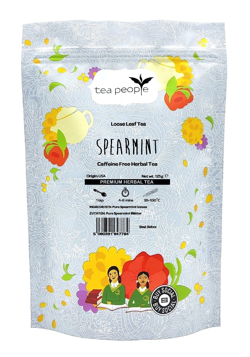 Tea People Spearmint Herbal Tea - 125g Loose Leaves | Caffeine-Free | Supports Digestion 1