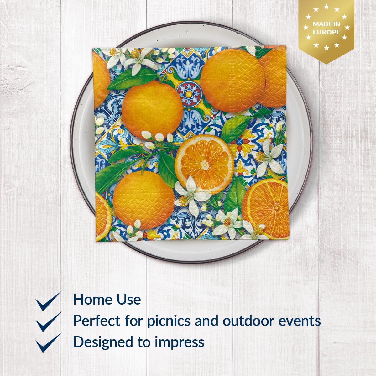 PAW Decor Collection Paper Napkins - Orange Boom Design | 33 x 33 cm | 20 Pack 2