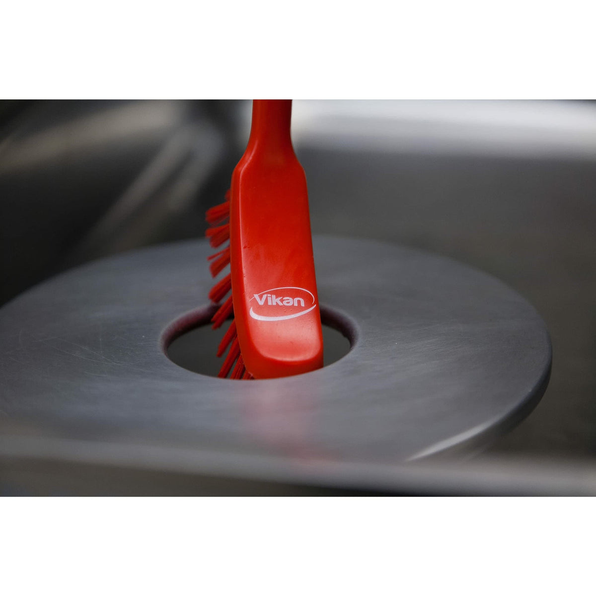 Vikan 42874 Fine Sweep Dish Brush - Red | Polypropylene, Polyester Bristle, 11 inch 7