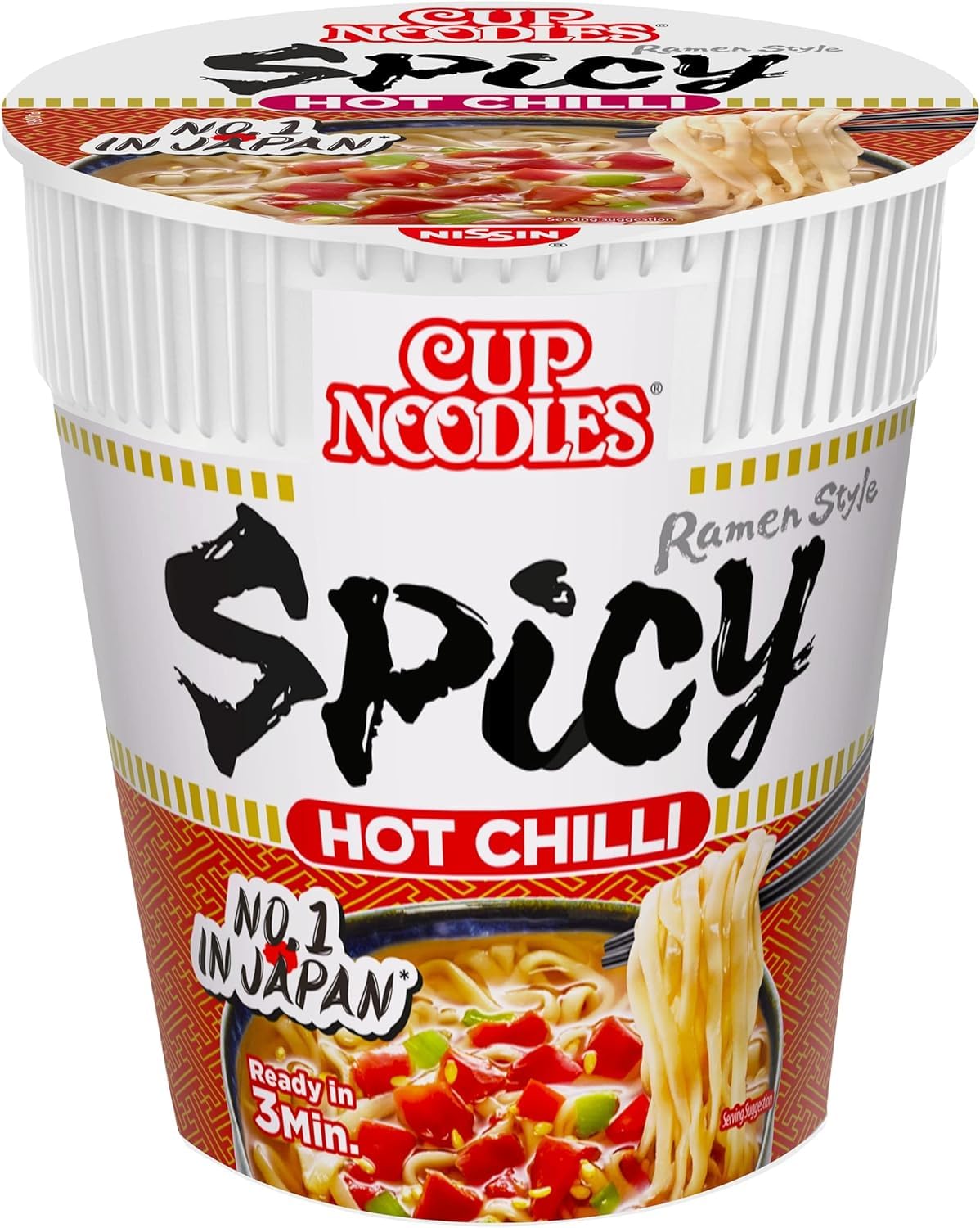 NISSIN Spicy Hot Chilli Flavoured Instant Noodles - 8 x 64g Pots