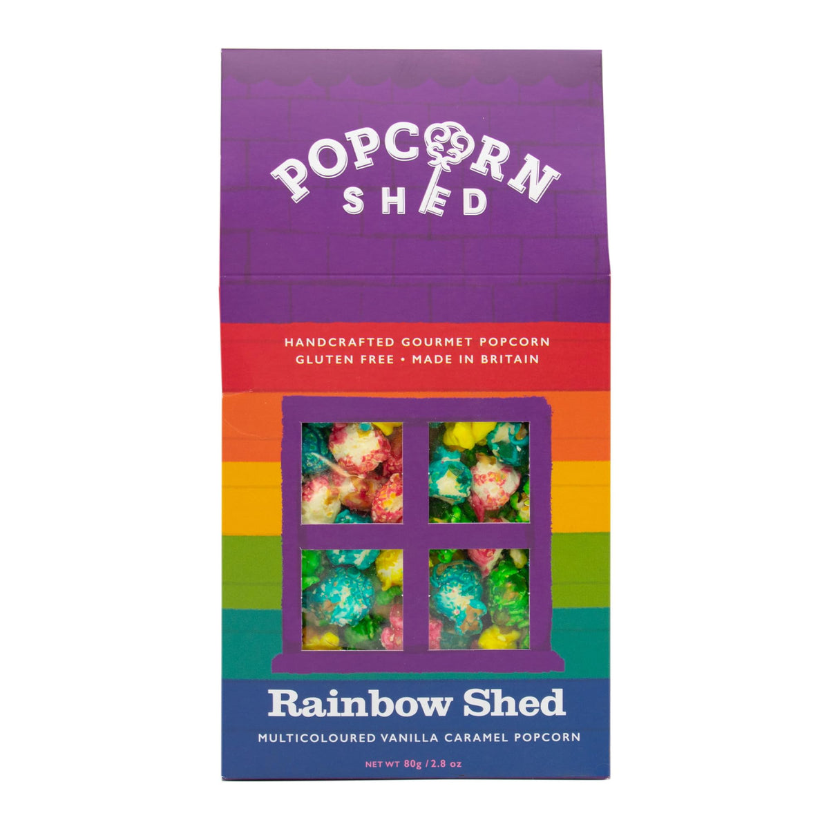 Popcorn Shed Rainbow Shed Gourmet Popcorn - 80g, Multicoloured Vanilla Caramel