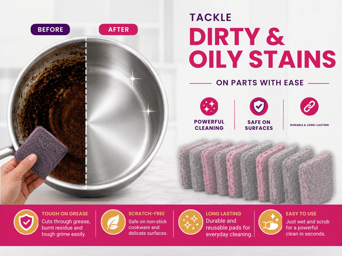 STERLING PRODUCTS Soap Pads - Grease Cutting Scourers | 12 Pack | Steel Wool With Soap 4