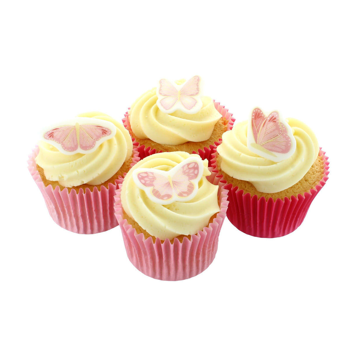 Culpitt Pink & Gold Butterflies Edible Cupcake Toppers - 32 Count | Fondant Sugar Paste 3