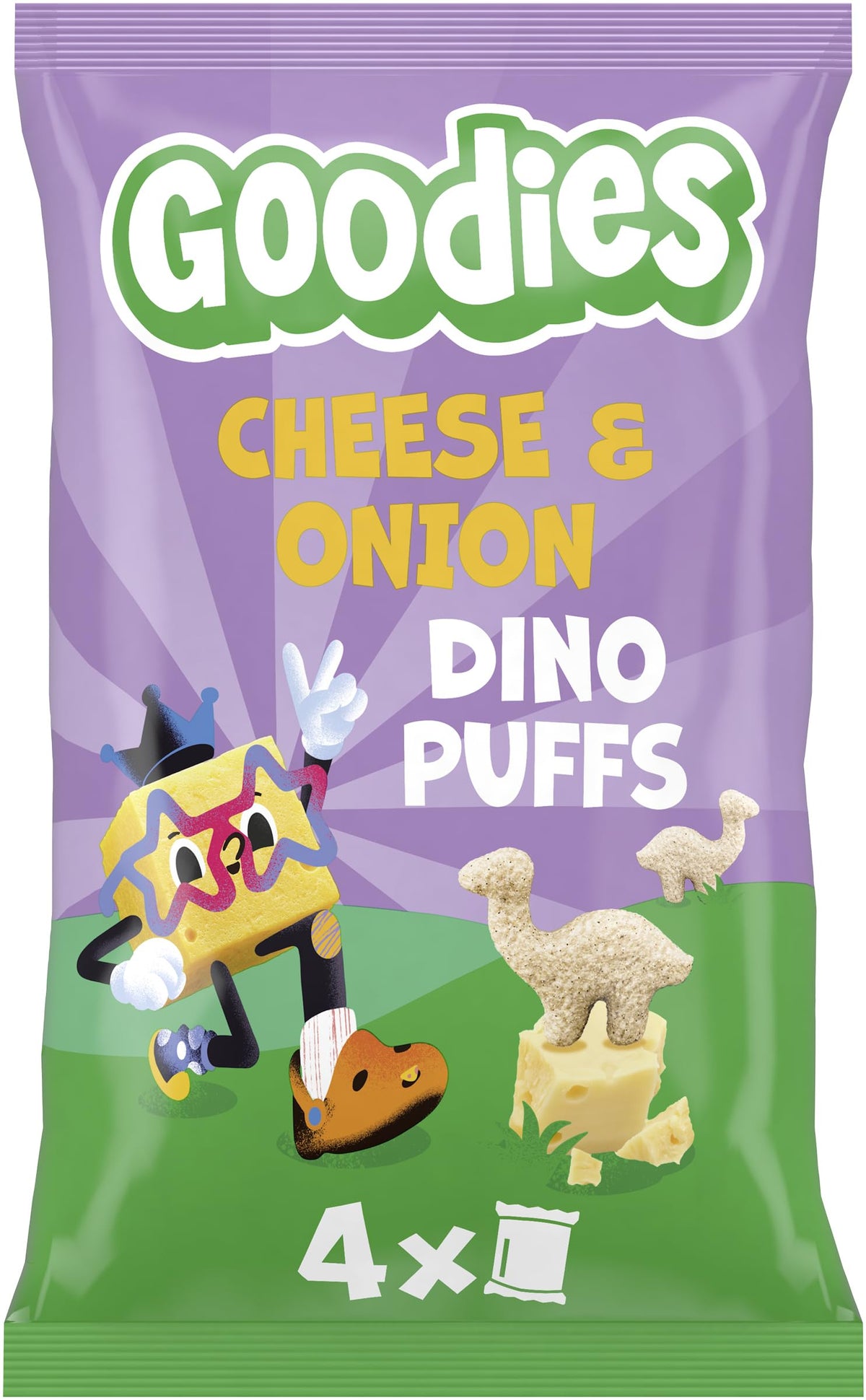 Goodies Dino Puffs Cheese & Onion Wholegrain Snacks - 3 x 12g Packs, For Ages 3+ 6