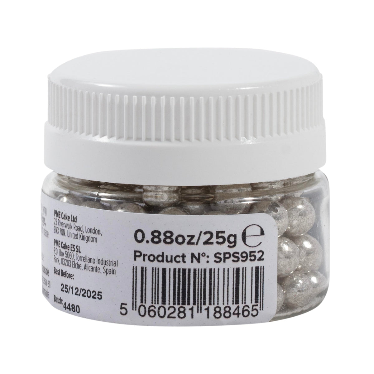 PME Silver Sugar Pearls - 6mm Edible Cake Decorations | 25g Tub | Pack of 2 4