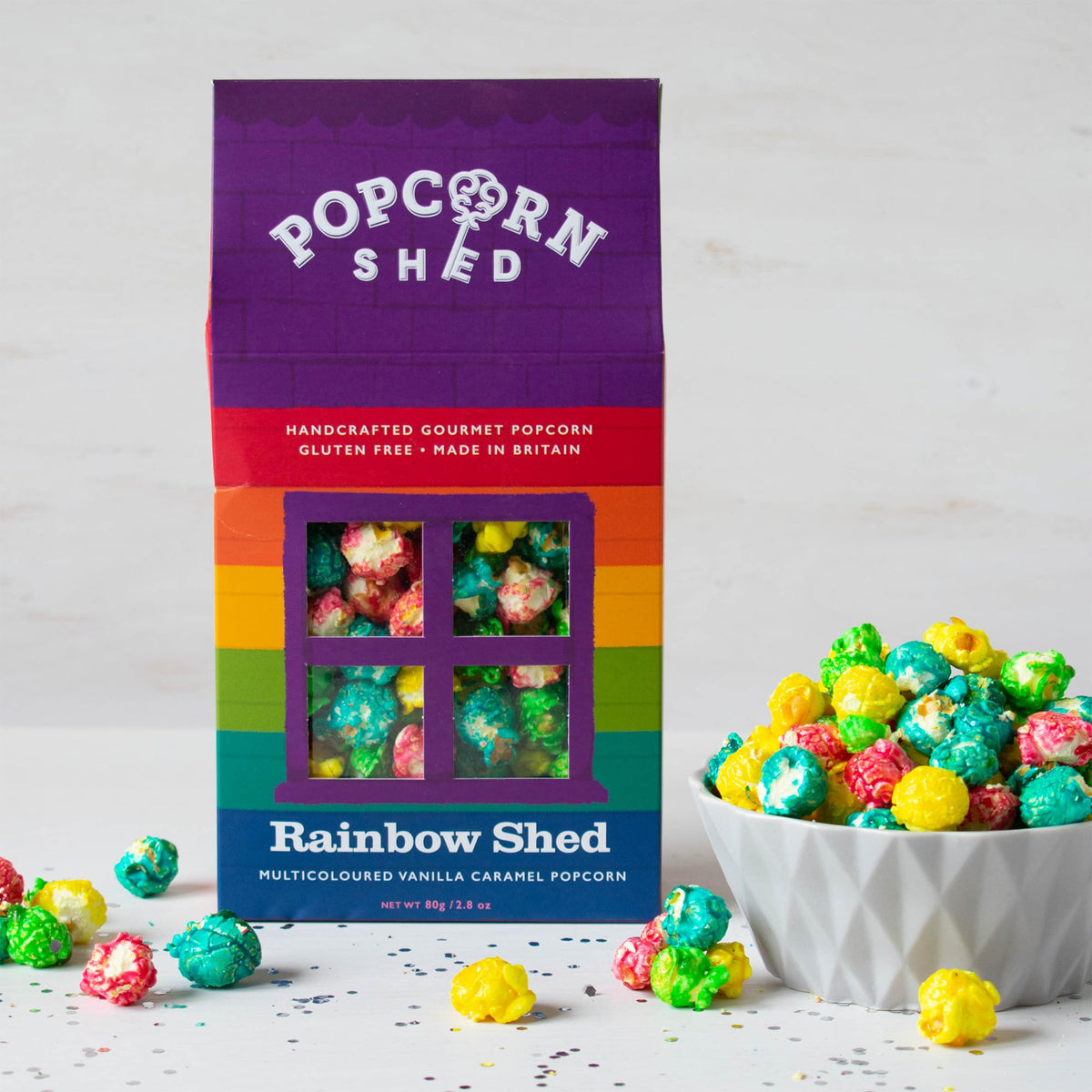 Popcorn Shed Rainbow Shed Gourmet Popcorn - 80g, Multicoloured Vanilla Caramel 5