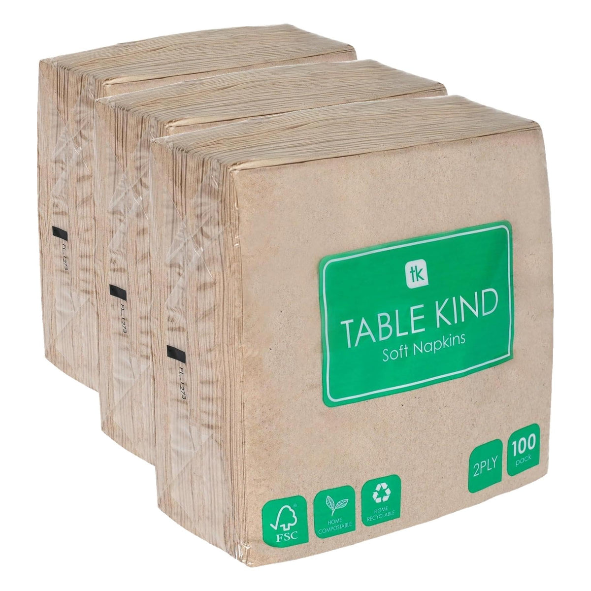 Talking Tables Table Kind Unbleached Napkins - 100 Pack, 2-Ply, 33cm