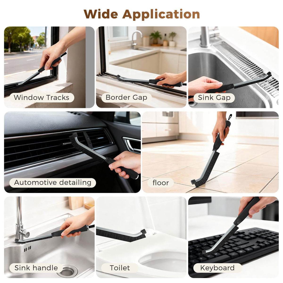 Oderra Crevice Cleaning Brush - 4 Pcs | Hard Bristle | Black 5
