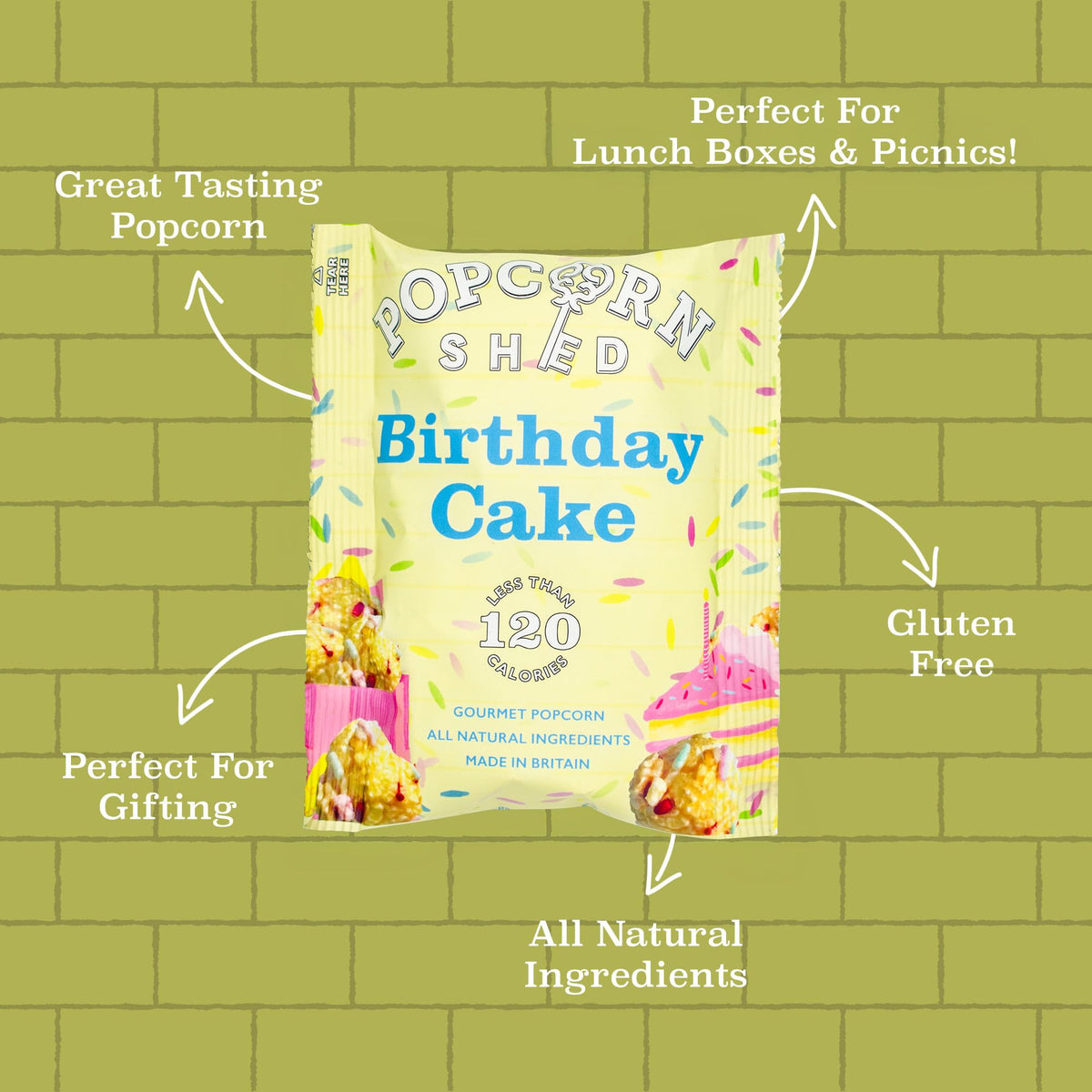 Popcorn Shed Birthday Cake Gourmet Popcorn - Vanilla Caramel, 16 x 24g Packs 4