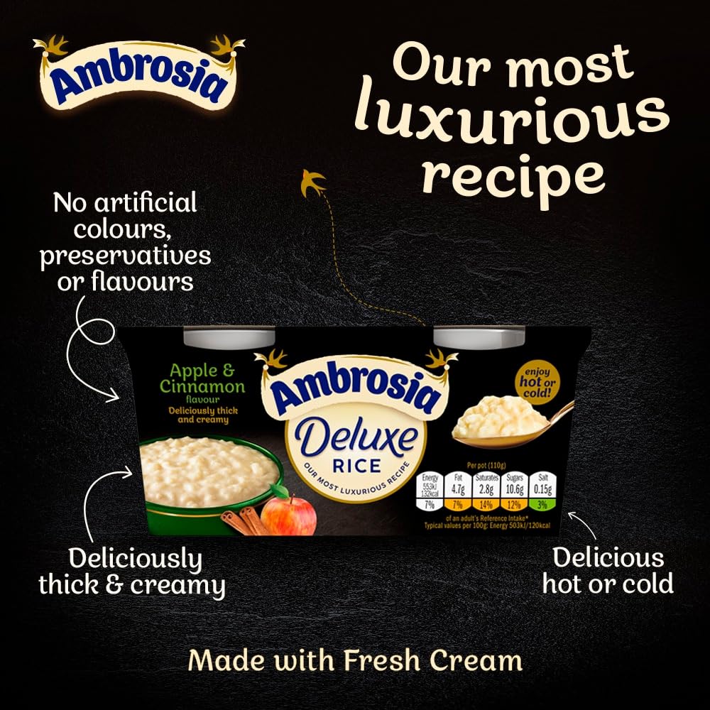 Ambrosia Deluxe Apple & Cinnamon Rice Pudding Pots - Pack of 16 x 110g 5