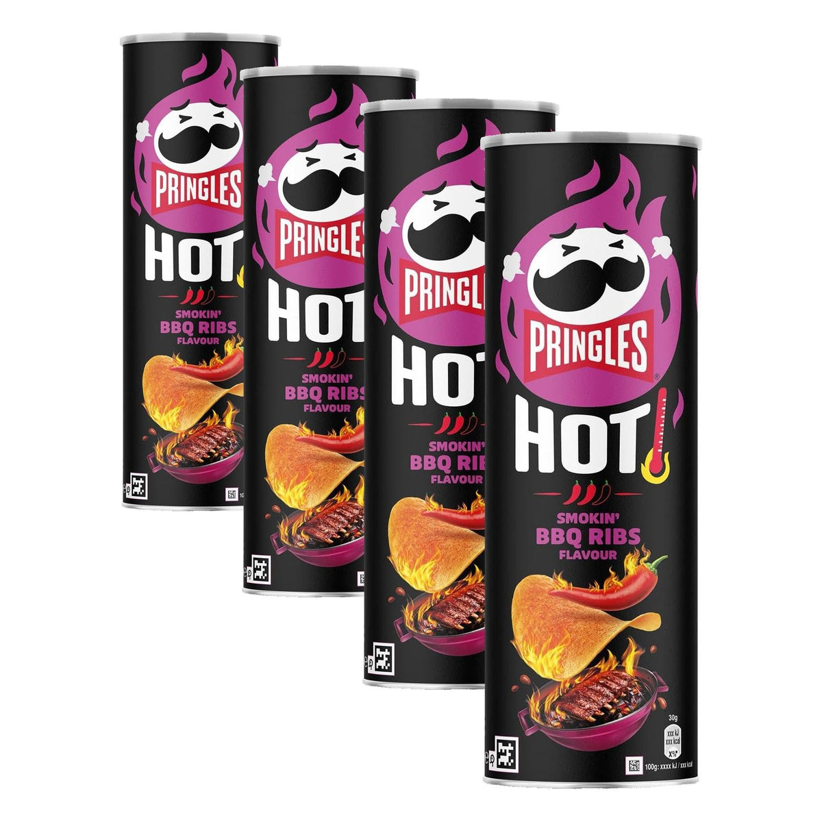 Pringles Hot Smokin BBQ Ribs Flavour Crisps - 160g (Pack of 4)