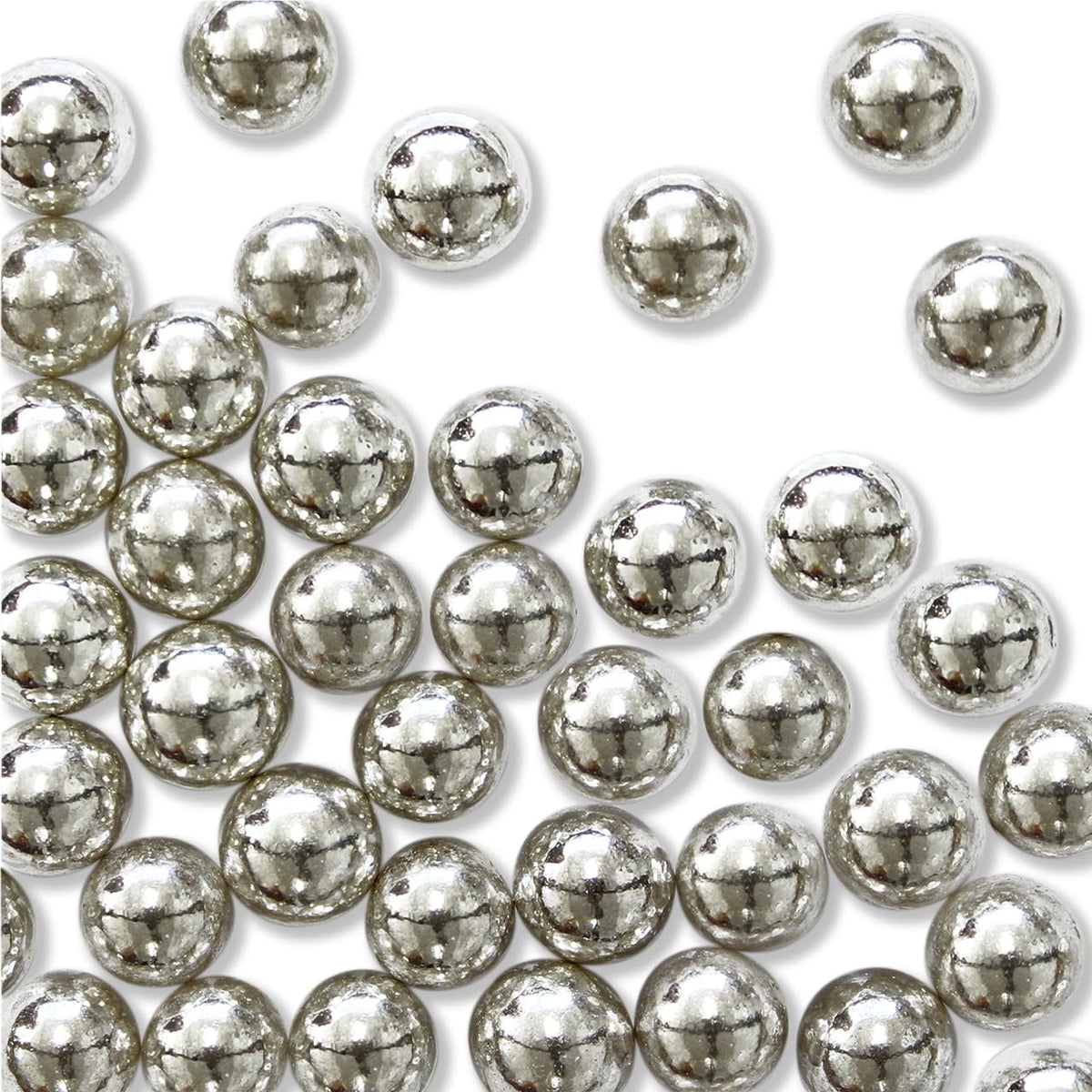 PME Silver Sugar Pearls - Edible Cake Decorations | 8mm Diameter | 25g