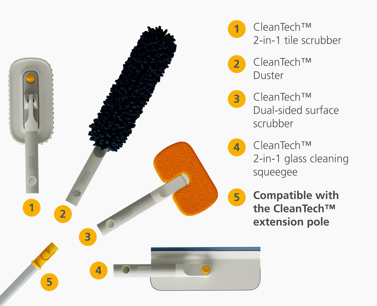 Joseph Joseph CleanTech 2-in-1 Tile and Grout Scrubber Brush with Removable V-Shaped Bristle Brush 4