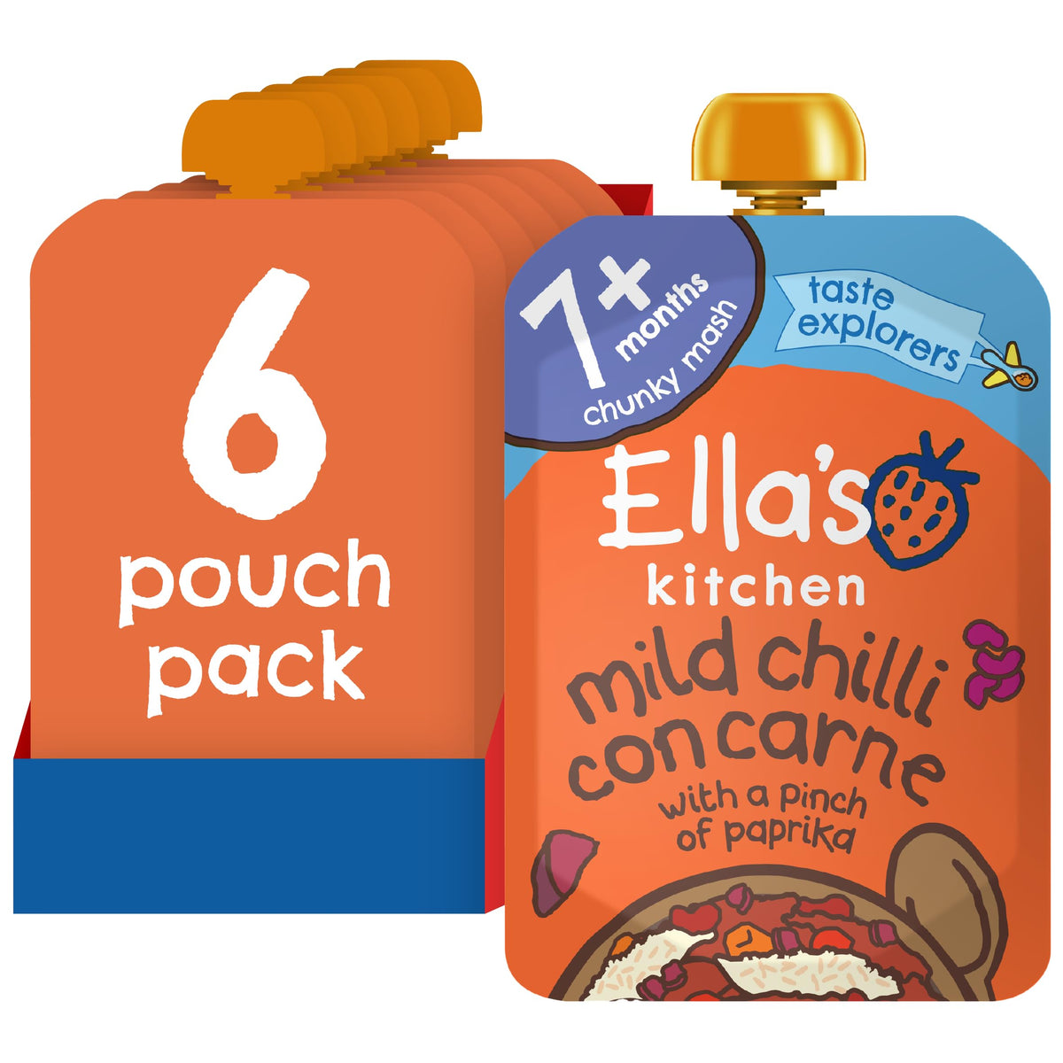 Ella's Kitchen Organic Chilli Con Carne Baby Food Pouch - 7+ Months | 130g | Pack of 6