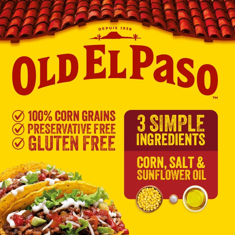 Old El Paso Smoky BBQ Crunchy Taco Kit - 12 Taco Shells, Smoky BBQ Seasoning Mix, Mild Salsa | 292G