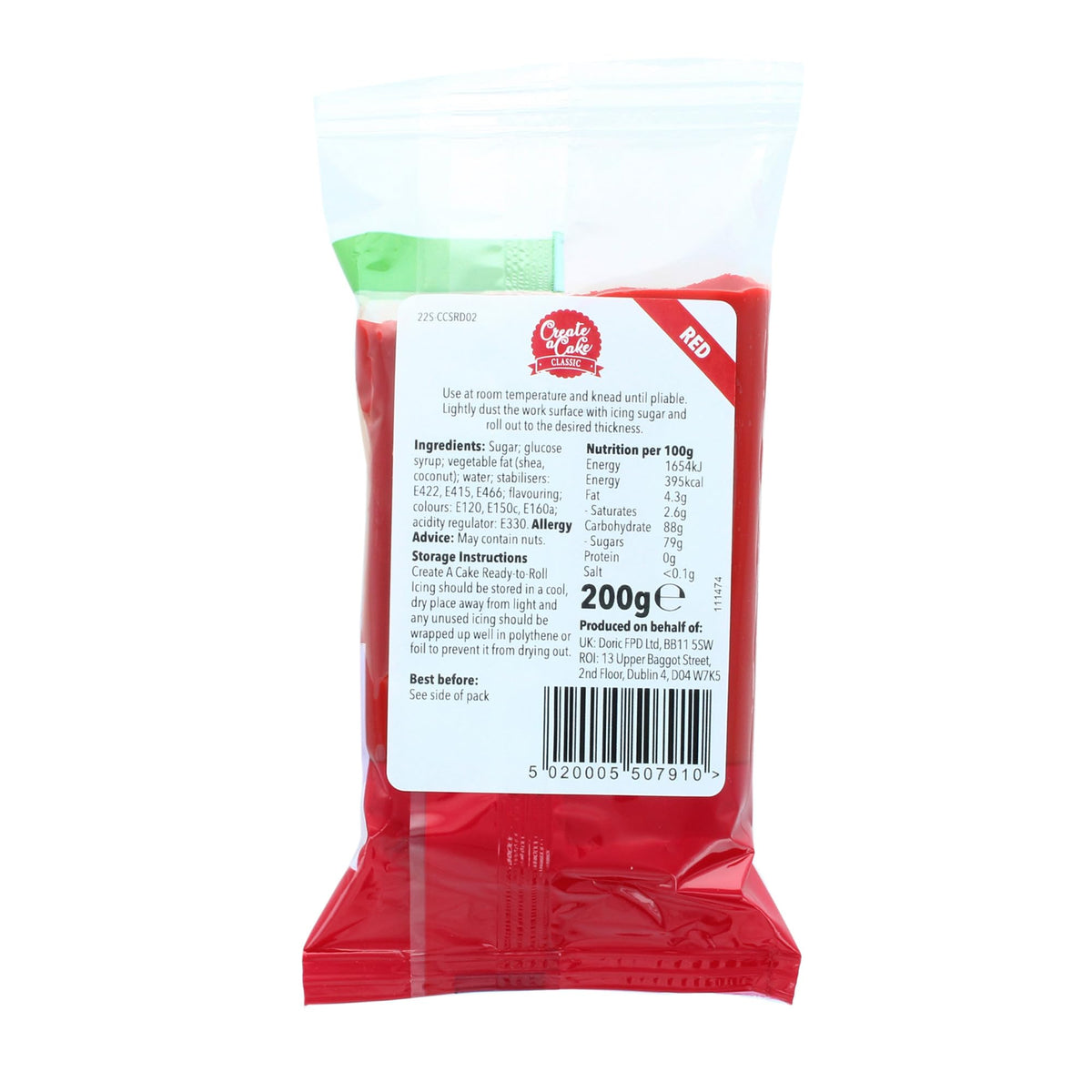 Create A Cake Ready To Roll Icing - Red Fondant Paste | 1.6kg Pack 5
