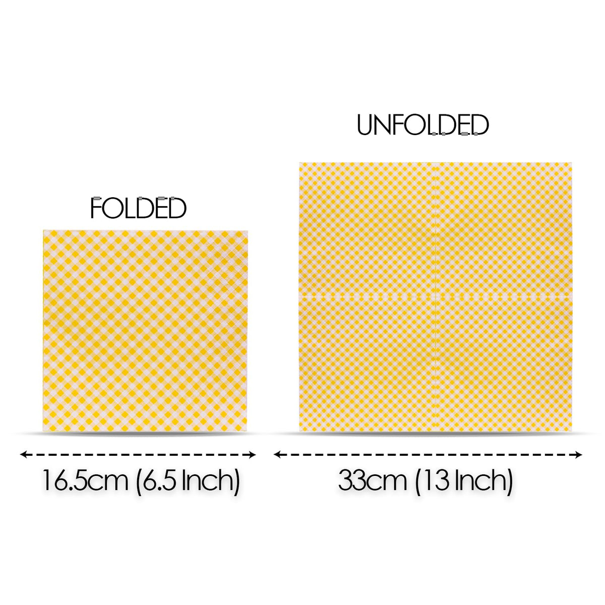 Talking Tables Yellow Gingham Napkins - 16 Count, 33cm x 33cm