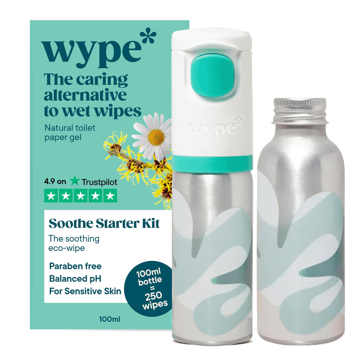 Wype Soothe Toilet Paper Gel Bundle - Sensitive Skin Formula | 200ml Total | Unscented 1