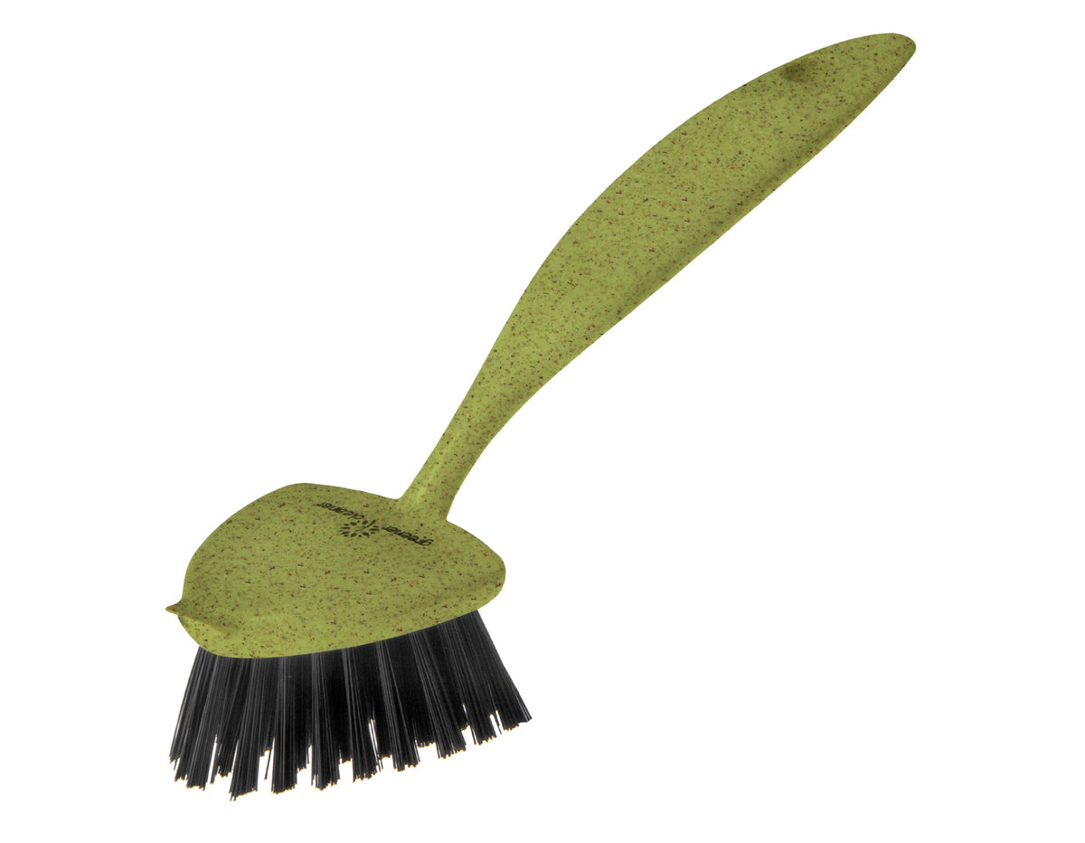 Greener Cleaner Pot and Pan Brush - Integrated Scraper, Tough Bristles | Dishwasher Safe