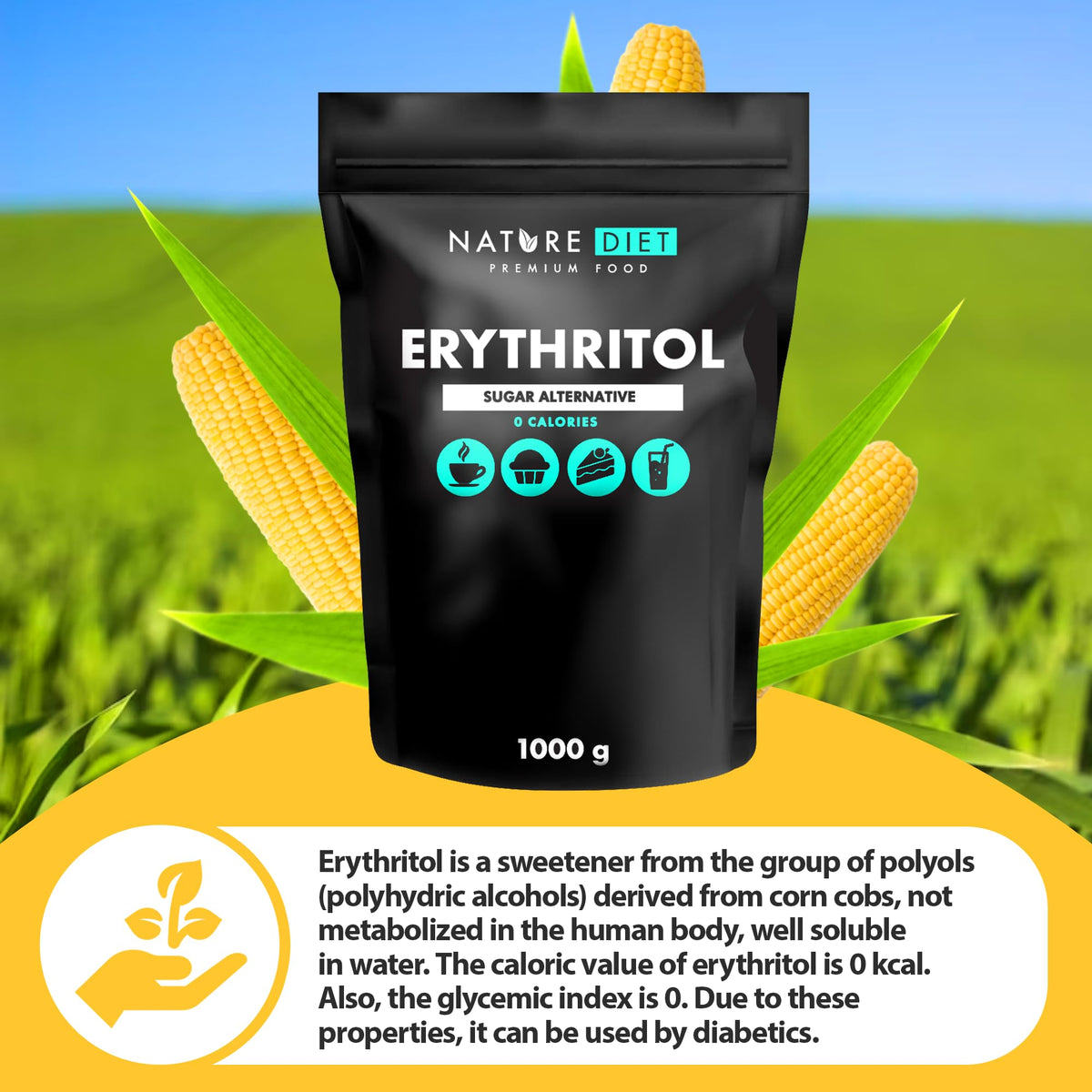 Nature Diet Erythritol - Natural Sweetener, Zero Calories | 1000g 4
