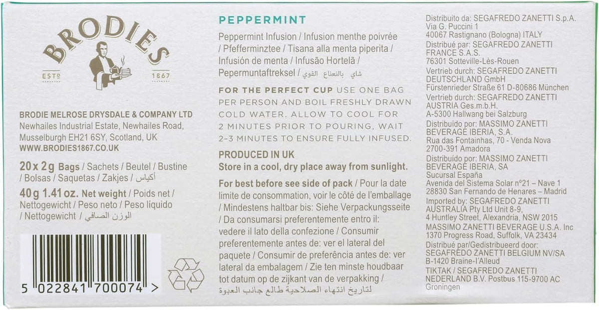 Brodies Peppermint Herbal Tea - Digestive Support | Caffeine Free | 120 Tea Bags (6 x 20 Count) 8