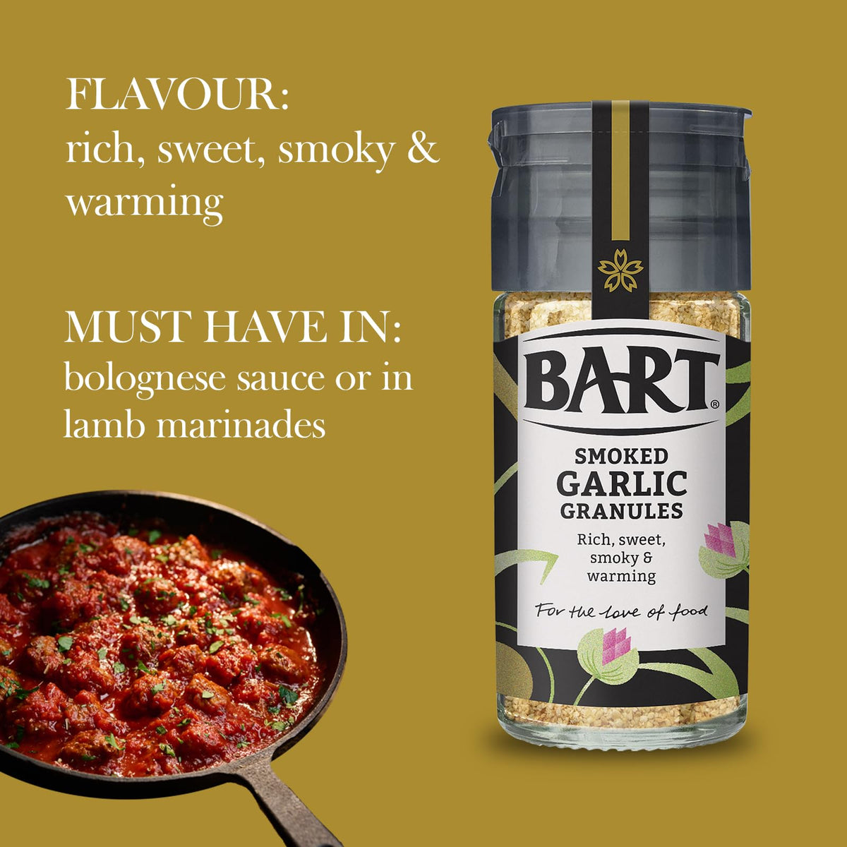 BART Smoked Garlic Granules - Oak Smoked | 6 x 52g Jars | Smoky & Sweet Flavour