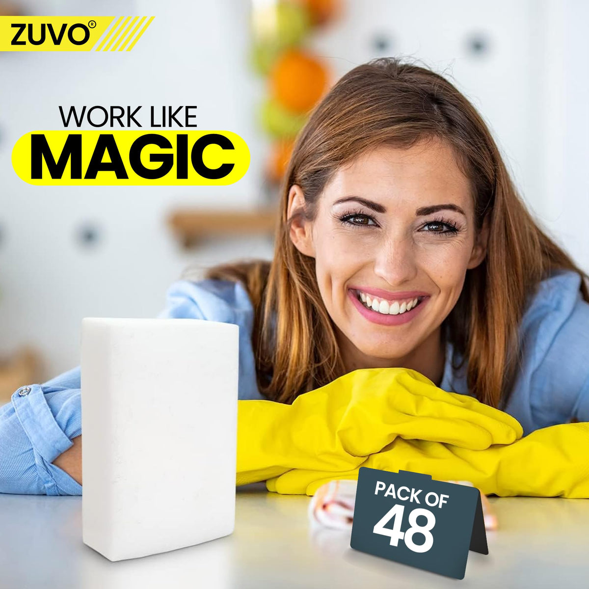 Zuvo Magic Eraser Sponge - Melamine Foam Wall & Surface Cleaner, 48 Pack 8