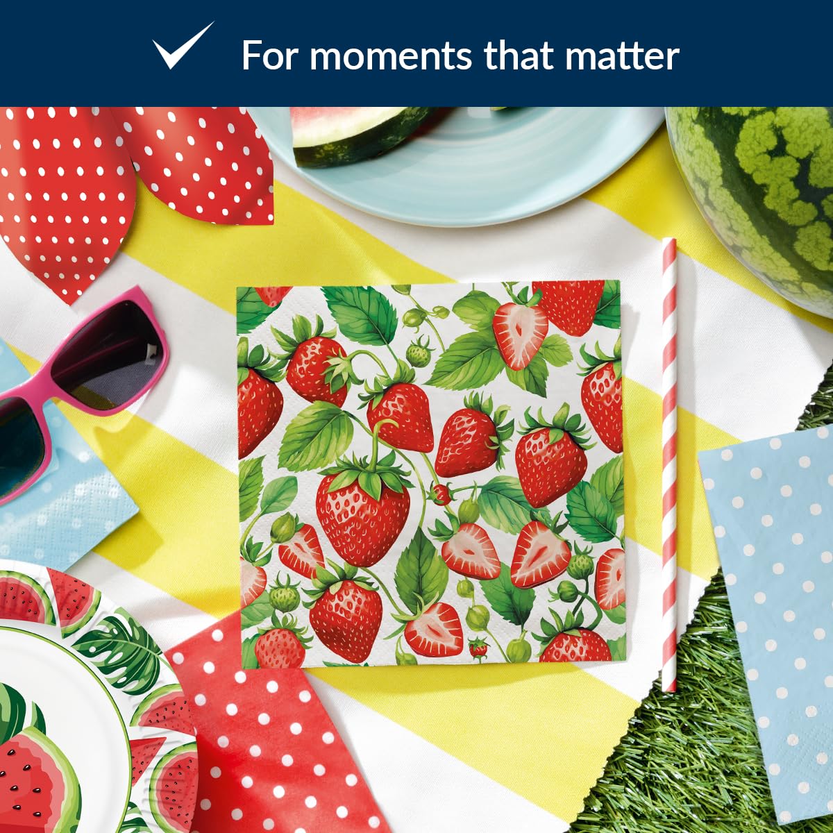 PAW Decor Collection Paper Napkins - Strawberry Kiss Design | 33 x 33 cm | 20 Pack 5