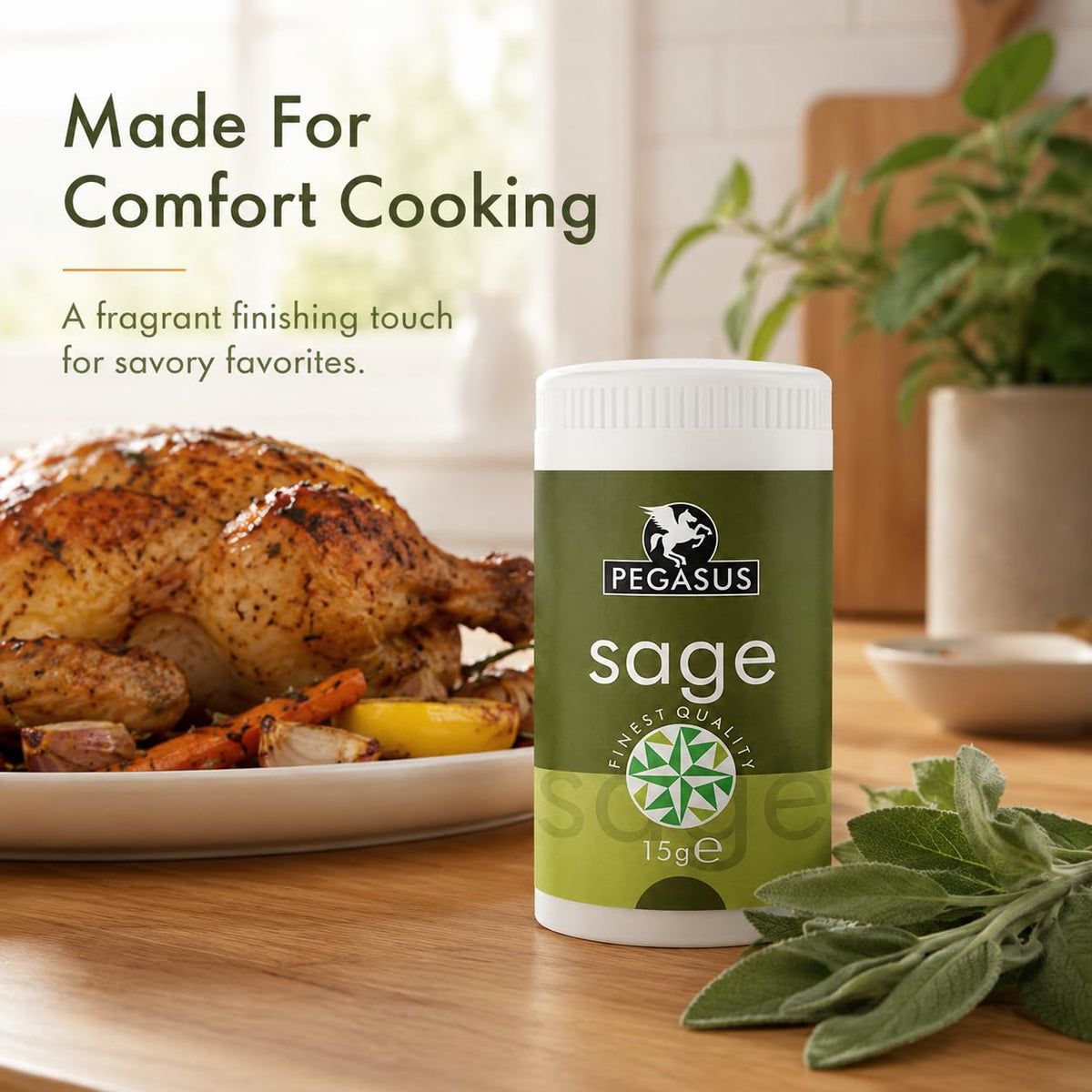 Pegasus Dried Sage Leaf - Earthy Herbal Flavour for Stuffing & Roasts | 15g 5
