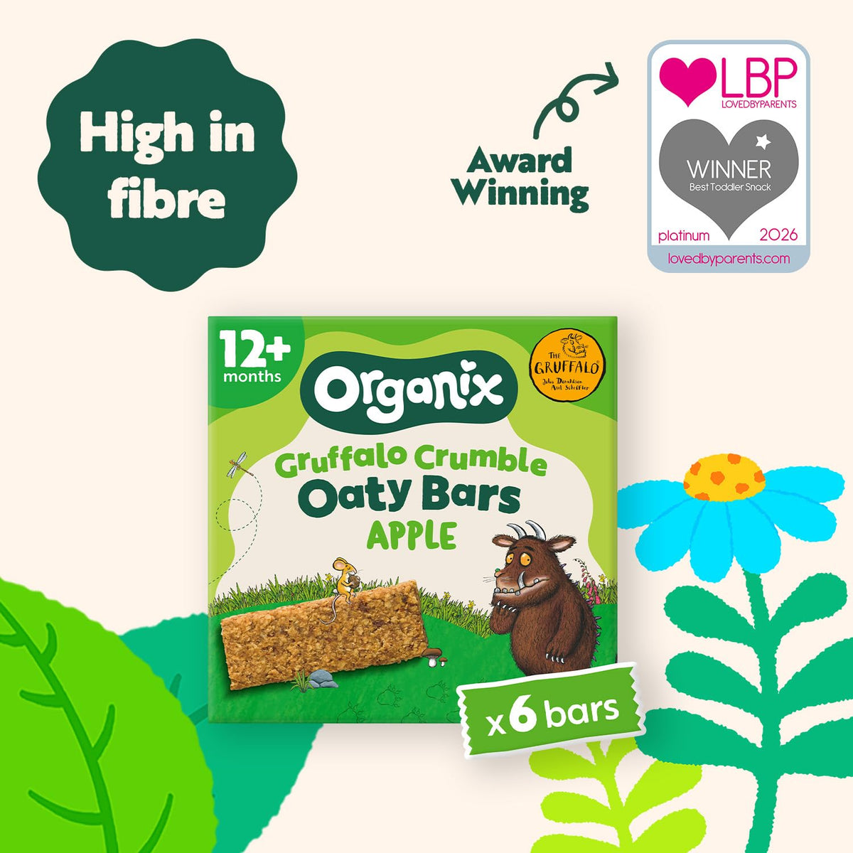 Organix Gruffalo Crumble Apple Oaty Bars - 6 Boxes of 6 x 23g | High Fibre | Organic 3